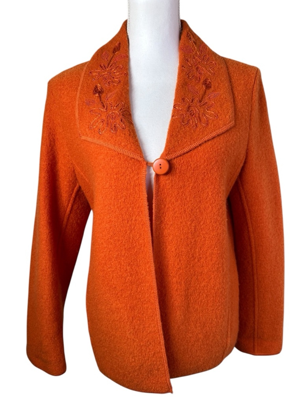 Mercer & Madison Petite Orange Embroidered Jacket 100% Wool Single Button PL